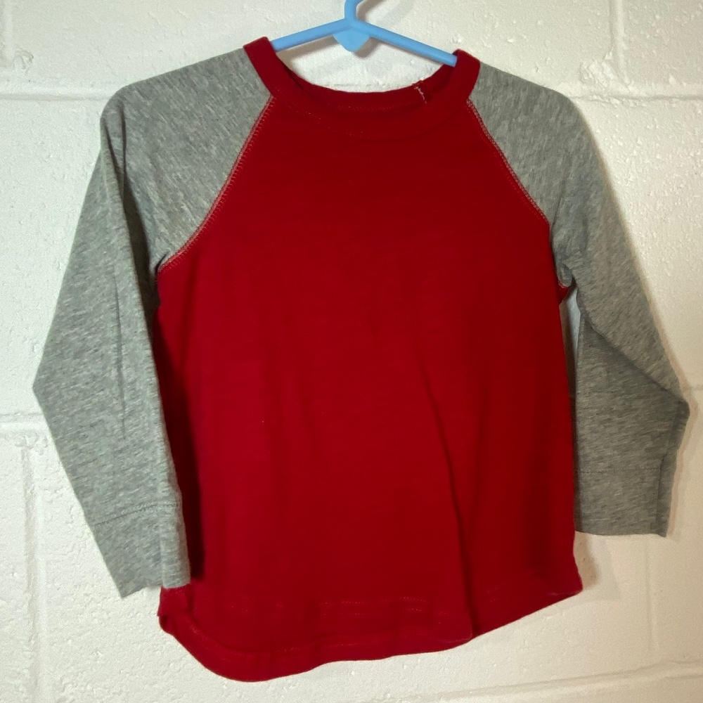 Primary Red & Gray Long Sleeve Baseball T-Shirt